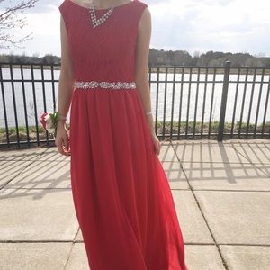 Red Prom Dress w/ Gem Detailing